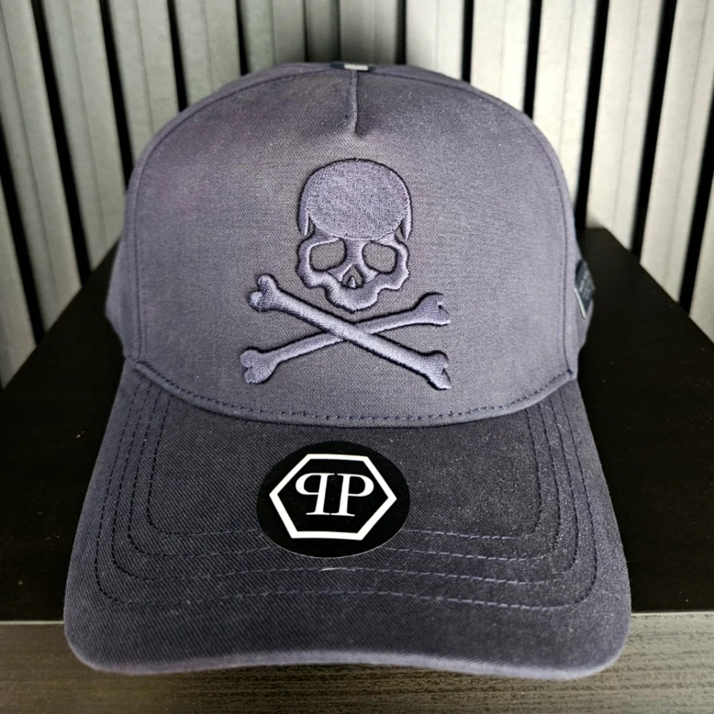 Philipp Plein Navy Blue Skull Cap